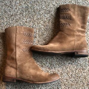 UGG Tan/ taupe suede side zip boot size 8.5